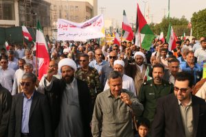 هم‌زمان با سراسر کشور؛ حضور پرشور مردم بندرخمیر در راهپیمایی ۲۲ بهمن